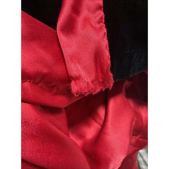 Victoria's Secret Red Silk Satin Black Velvet Long Robe Velour Sash Shawl Y2K S - Picture 7 of 9